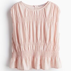 H&M Pink Smocked Peplum Blouse